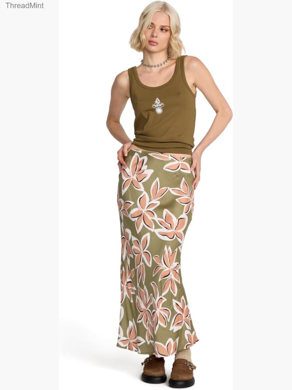 Midi Slip Skirt with Bias Cut, Side Zipper, Faced Waistband, 100% Viscose Matte - Picture 1 of 4